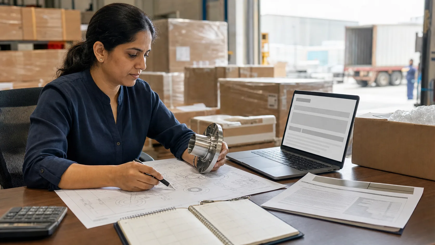 A procurement manager prepares a detailed component enquiry with drawing and delivery context.